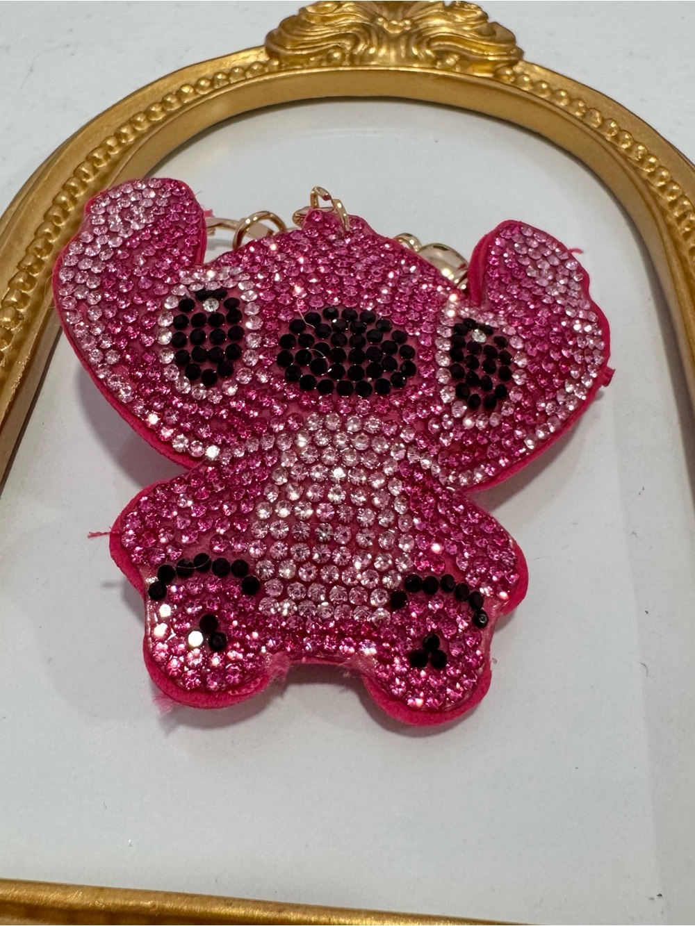 New Sparkling Pink Crystal Stitch Keychain Bag Charm